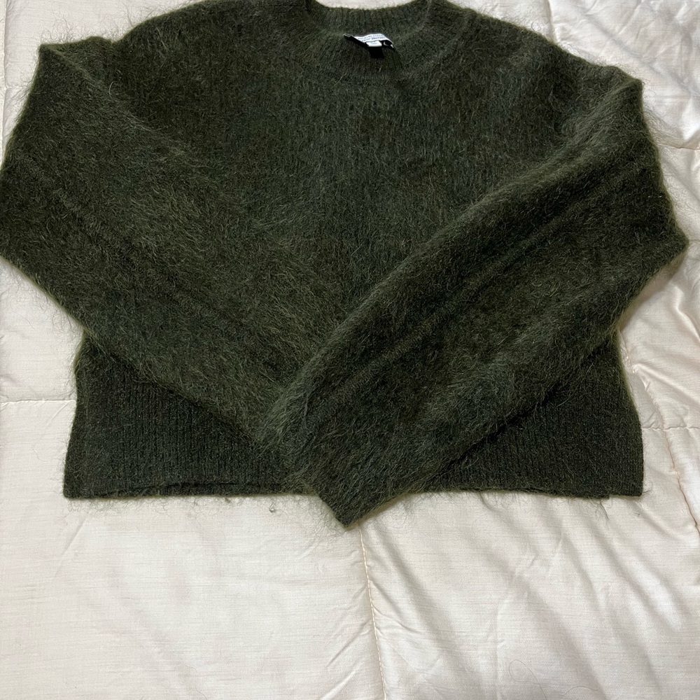 & Other Stories Dark Green Fuzzy Sweater